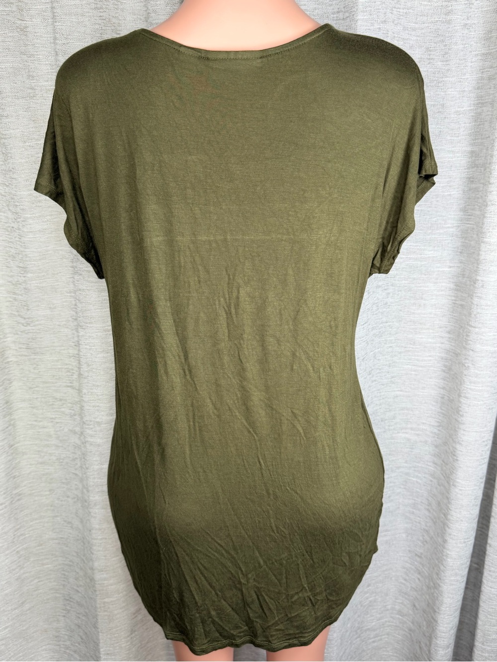 Avenue Olive Scoop Neck Top with Gold Stud Accents - Picture 2 of 3